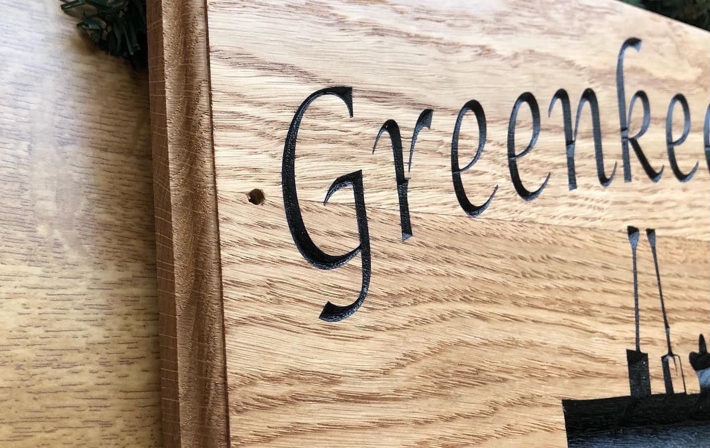 Solid Oak Engraved Hardwood House Sign 400mm x 200mm x 20mm, Personalised Carved Home Name Plate Plaque