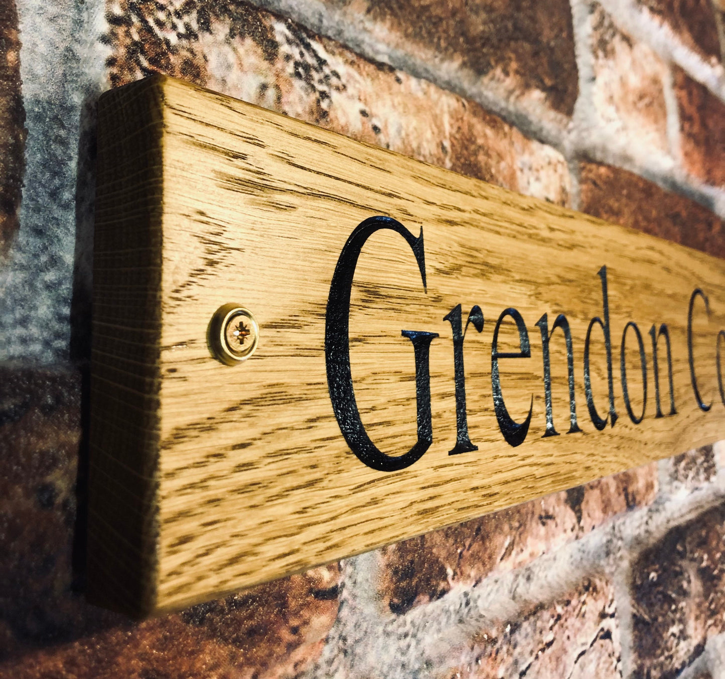 Solid Oak Engraved Hardwood House Sign 500mm x 95mm x 20mm, Personalised Carved Home Name Plate Plaque - Times New Roman