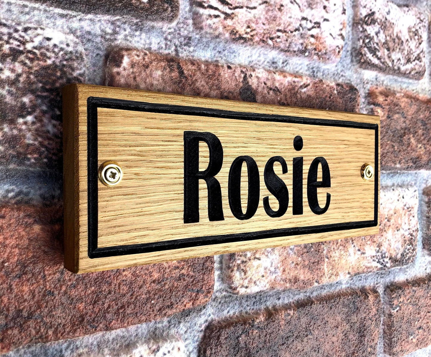 Personalised Horse Stable/Stall Name Sign - with Border - Britannic Bold - OAK