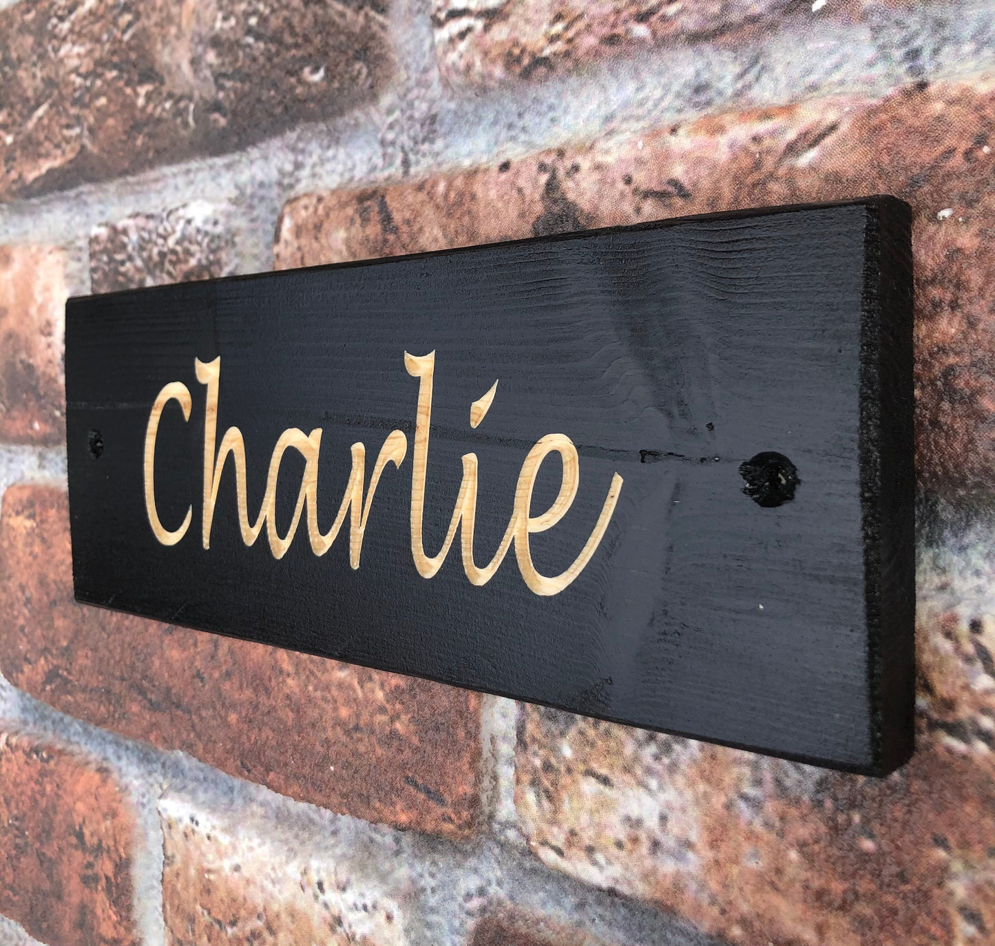 Personalised Horse Stable/Stall Name Sign - Lucida Handwriting Ebony