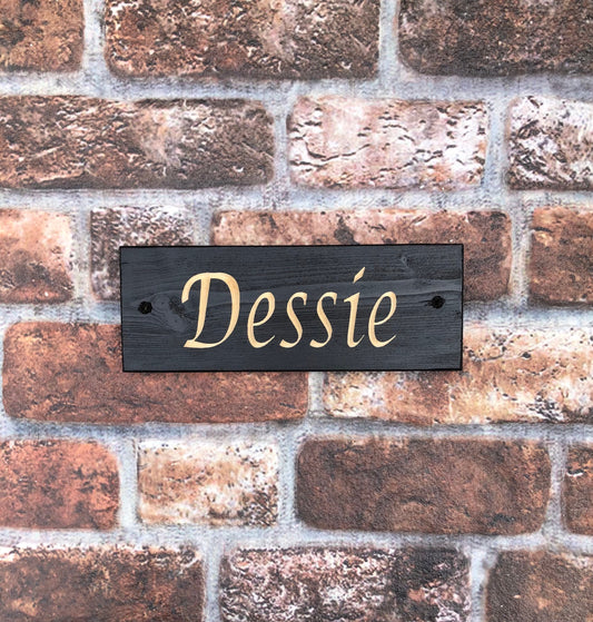 Personalised Horse Stable/Stall Name Sign - Lucida Caligraphy Ebony