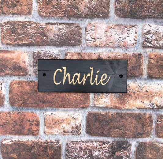Personalised Horse Stable/Stall Name Sign - Lucida Handwriting Ebony