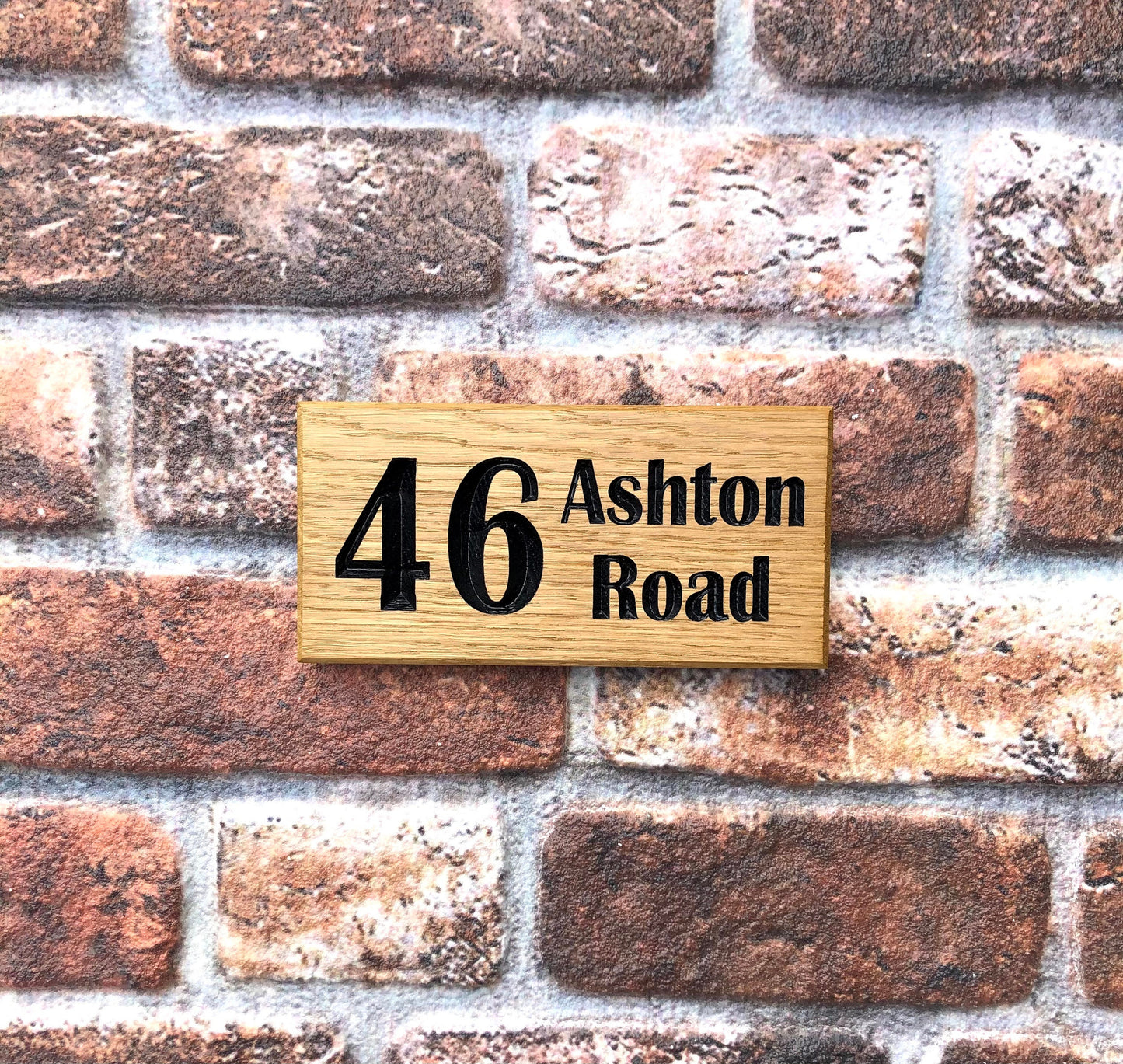 Personalised Solid Oak Engraved Hardwood House  Number Sign, Personalised Carved Home Number Plate Plaque, Choice of sizes