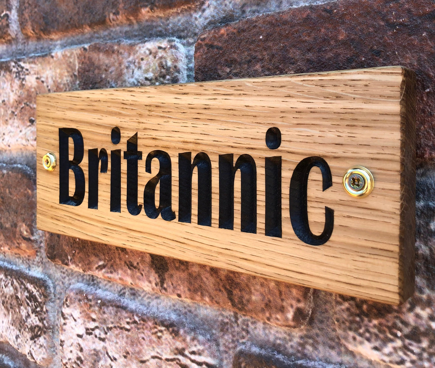 Personalised Horse Stable/Stall Name Sign - Britannic Bold OAK