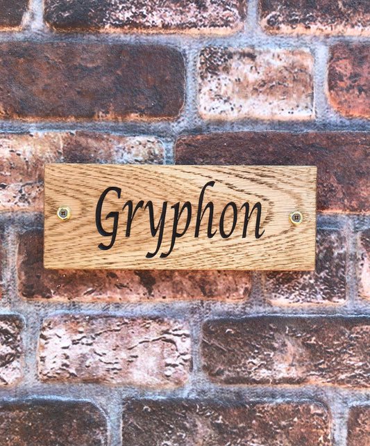 Personalised Horse Stable/Stall Name Sign - Lucida Caligraphy OAK