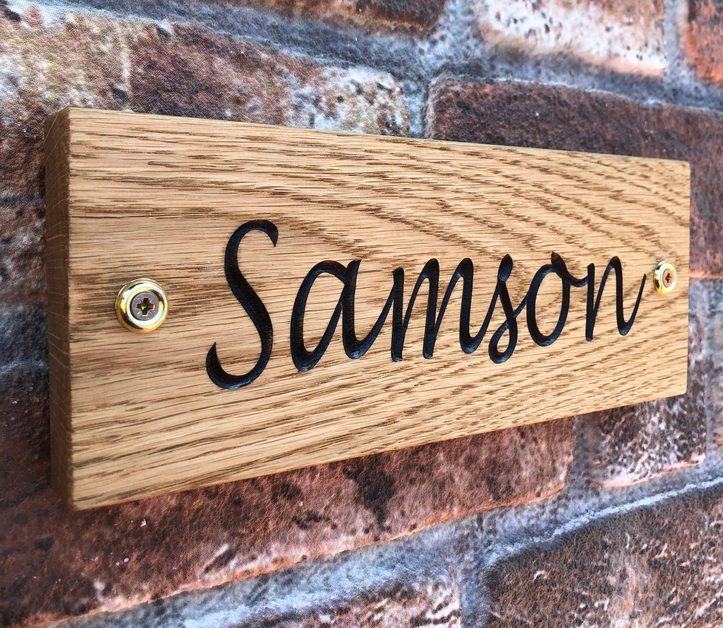 Personalised Horse Stable/Stall Name Sign - Lucida Handwriting OAK