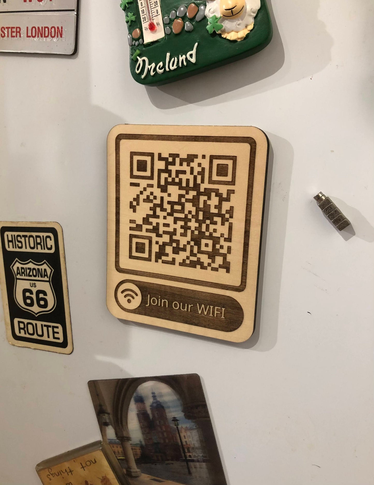 Guest WiFi QR code Fridge Magnet - Handmade, Laser Etched and Cut