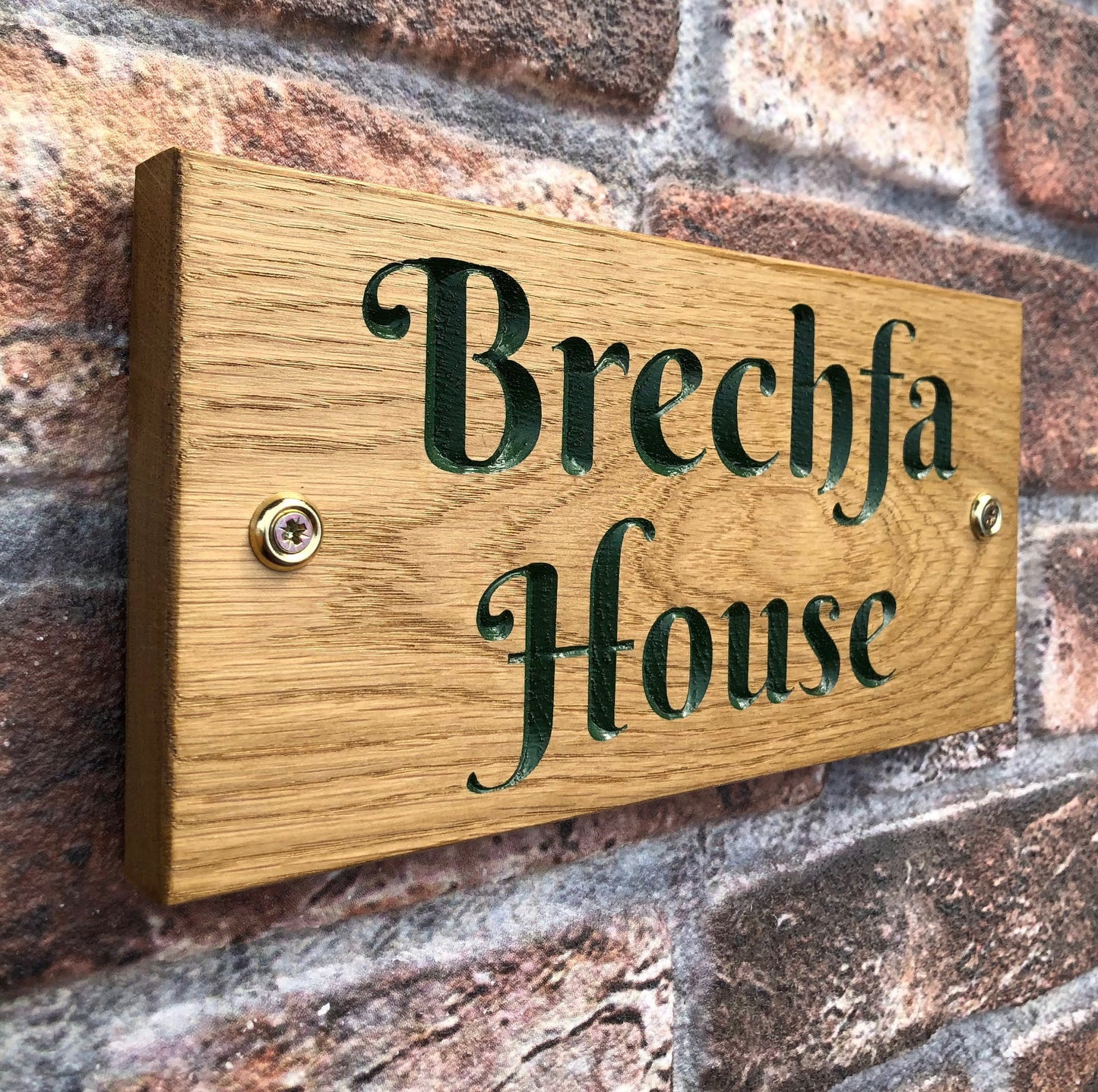 Solid Oak Engraved Hardwood House Sign 250mm x 120mm x 20mm, Personalised Carved Home Name Plate Plaque