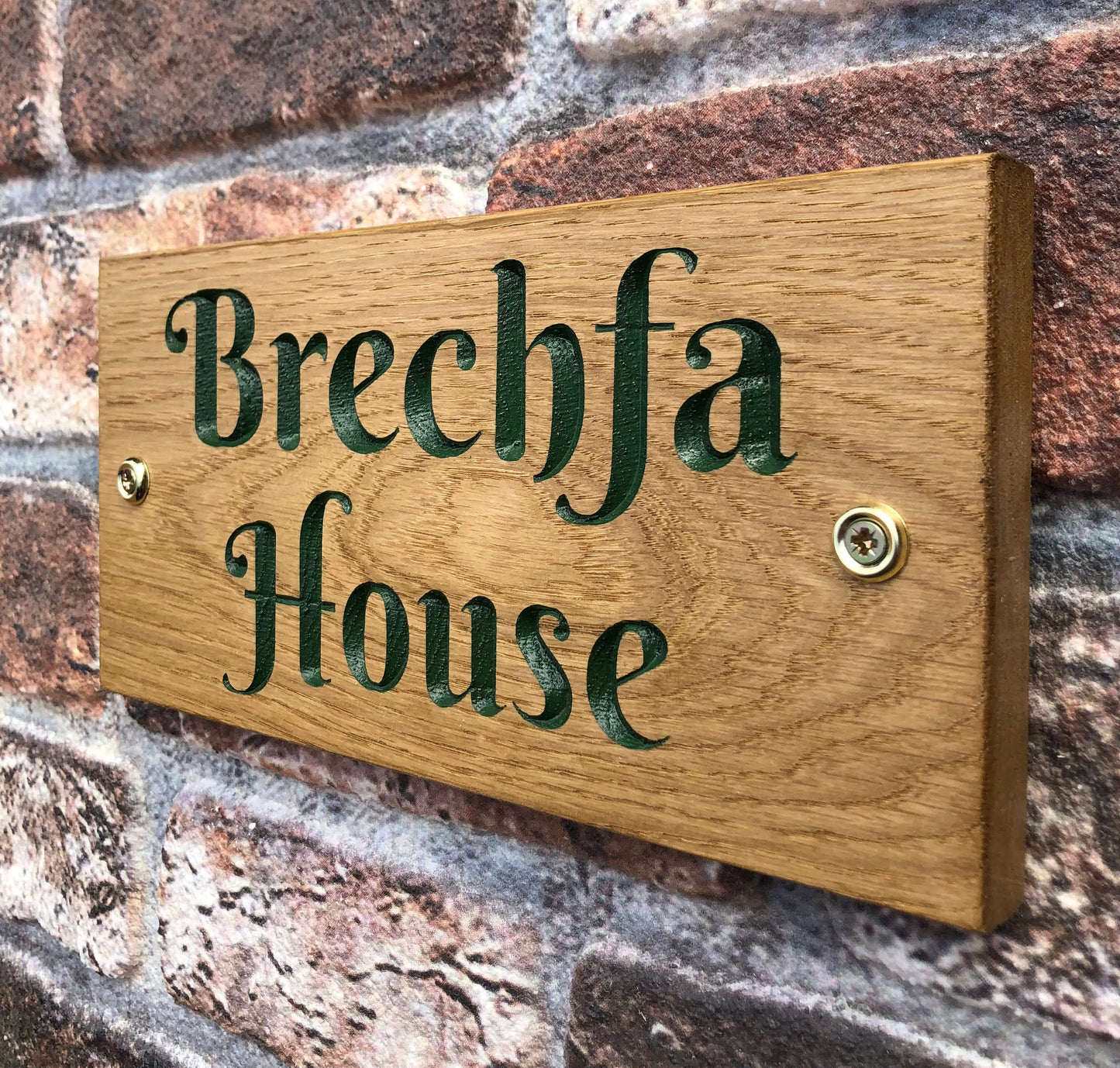 Solid Oak Engraved Hardwood House Sign 250mm x 120mm x 20mm, Personalised Carved Home Name Plate Plaque