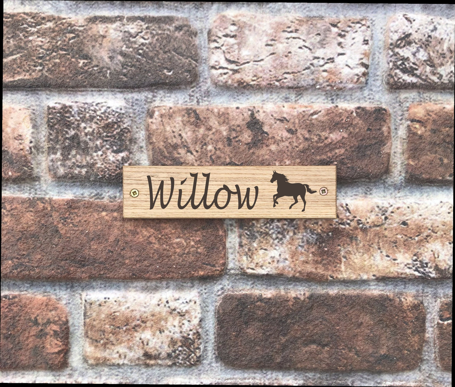 Personalised Horse Stable/Stall Name Sign - OAK- Running Horse - Personalise