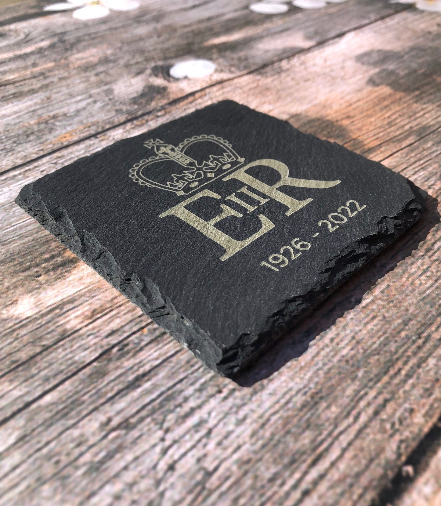 Set of 6 - Your Logo Here Slate Coaster Custom Text Personalised Laser Engraved Gift, Wedding, Birthday, Anniversary, Christmas