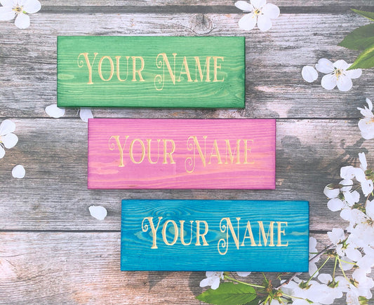 Personalised Horse Stable/Stall Name Sign - Mirosa - Tropical Green - Amethyst Purple - Starling Blue