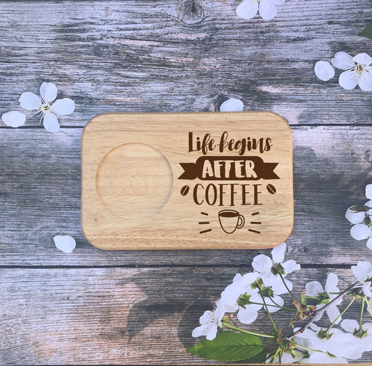 Life begins after Coffee Serving Board Gift, tea and biscuits, coffee and cake