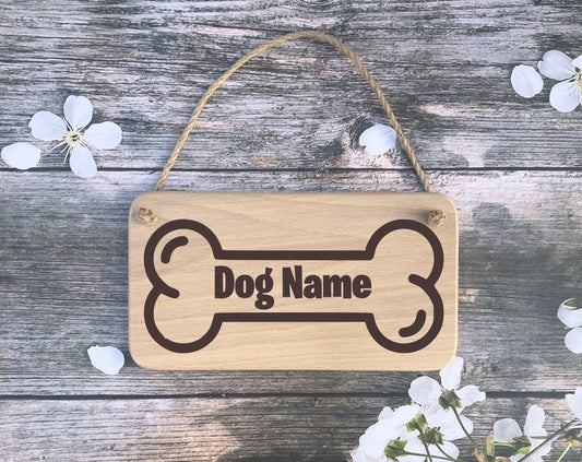 Personalised Hanging Sign - Dog Name & Bone