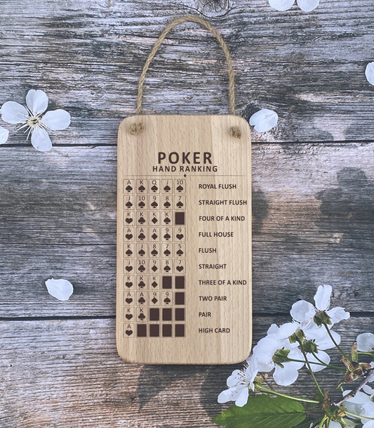 Hanging Sign - Poker Hands - Mothers Day - Fathers day - Birthday - Christmas gift - Cards